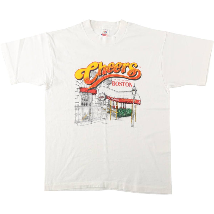 90'S Fruit of the Loom Cheers Advertising T-Shirt, Made in USA, Men's Size L (approx.), Vintage cotton black type Vintage Second Hand