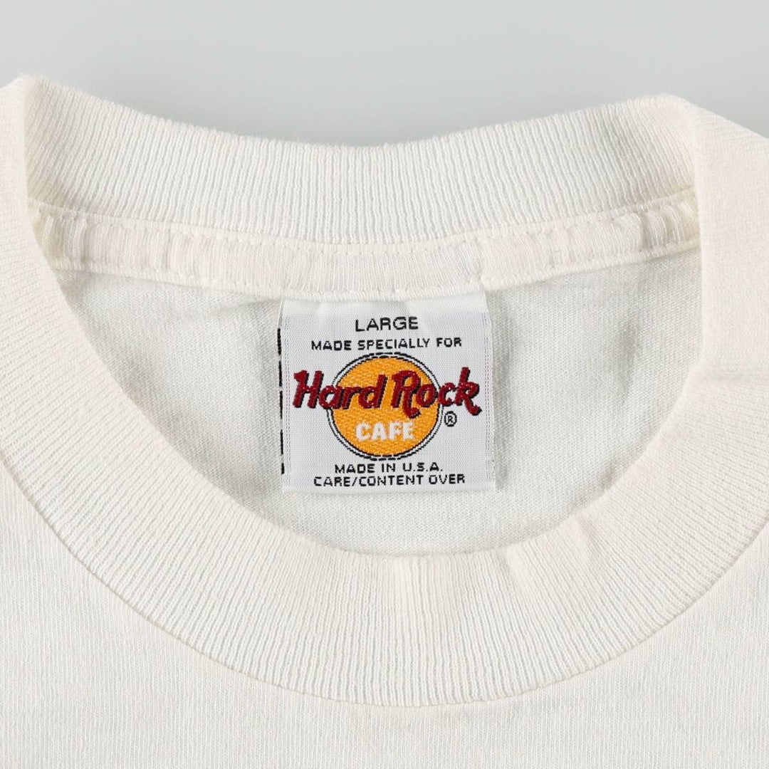 90'S HARD ROCK CAFE Hard Rock Cafe Advertising T-shirt Made in USA Men's L Vintage cotton white type Vintage Second Hand
