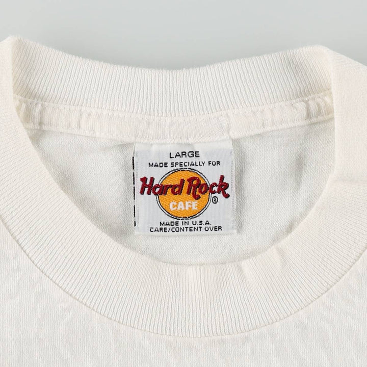 90'S HARD ROCK CAFE Hard Rock Cafe Advertising T-shirt Made in USA Men's L Vintage cotton white type Vintage Second Hand