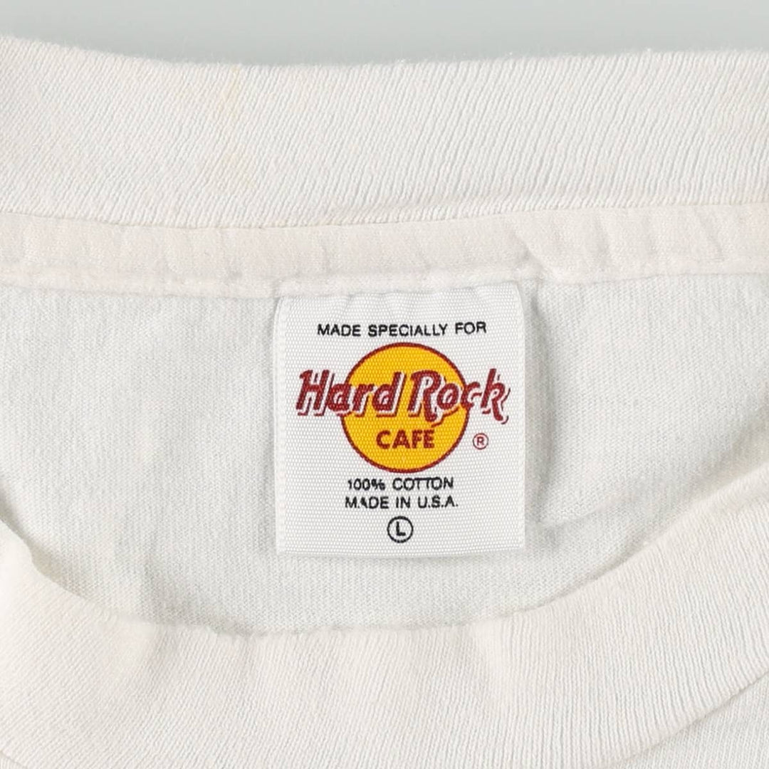 90'S HARD ROCK CAFE Hard Rock Cafe Advertising T-shirt Made in USA Men's L Vintage cotton white type Vintage Second Hand