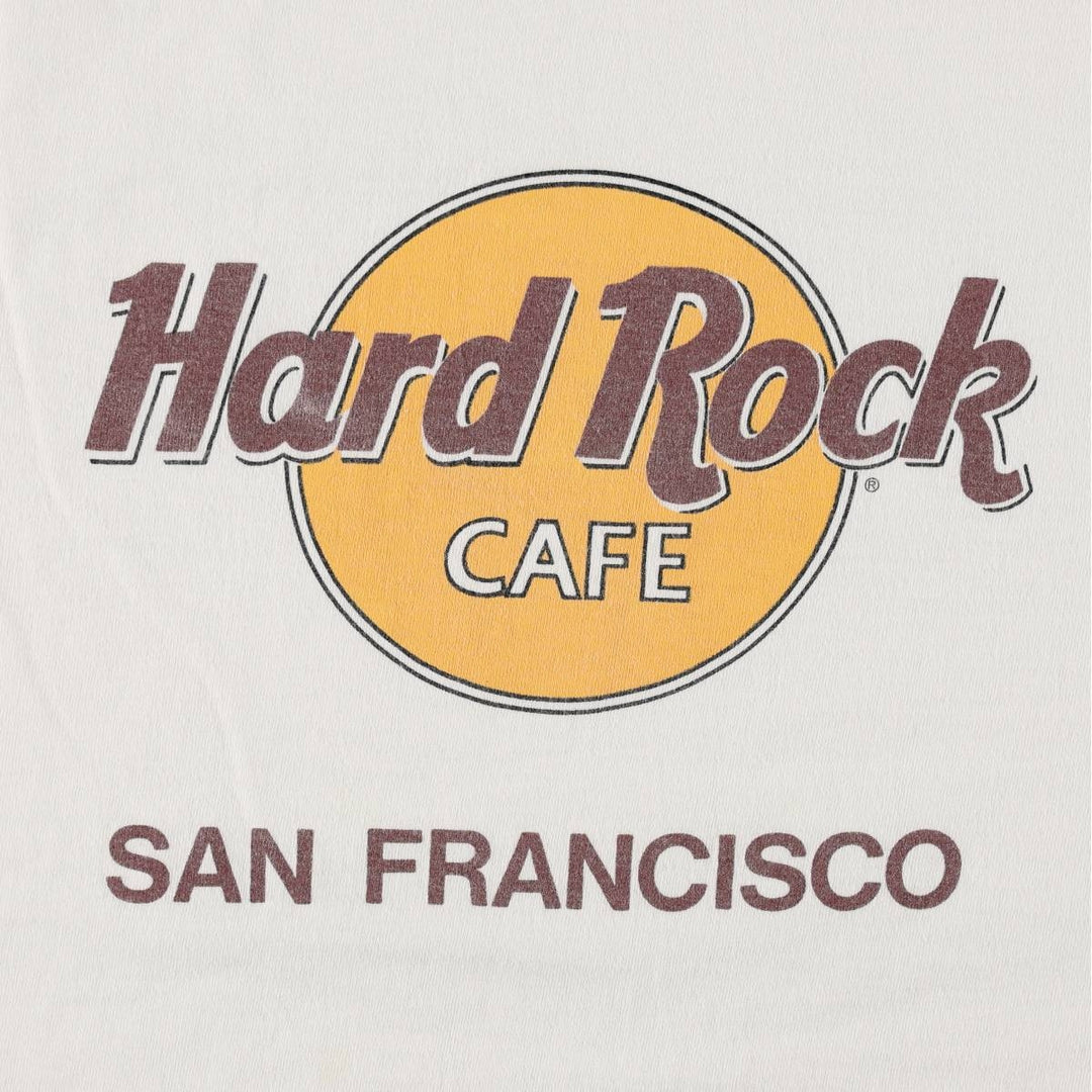 90'S HARD ROCK CAFE Hard Rock Cafe Advertising T-shirt Made in USA Men's L Vintage cotton white type Vintage Second Hand