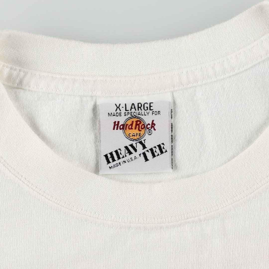90'S HARD ROCK CAFE Heavy Tee Advertising T-shirt Made in USA Men's XL Vintage cotton white type Vintage Second Hand