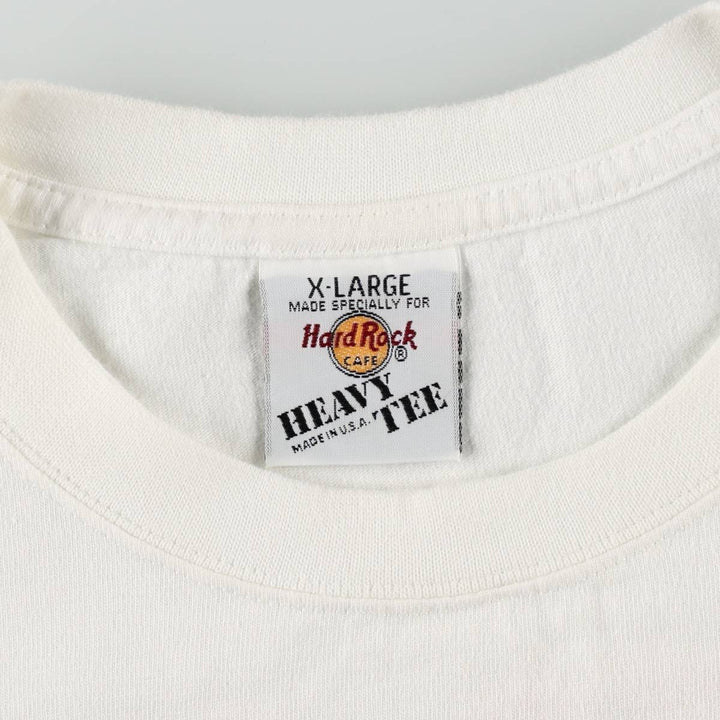 90'S HARD ROCK CAFE Heavy Tee Advertising T-shirt Made in USA Men's XL Vintage cotton white type Vintage Second Hand