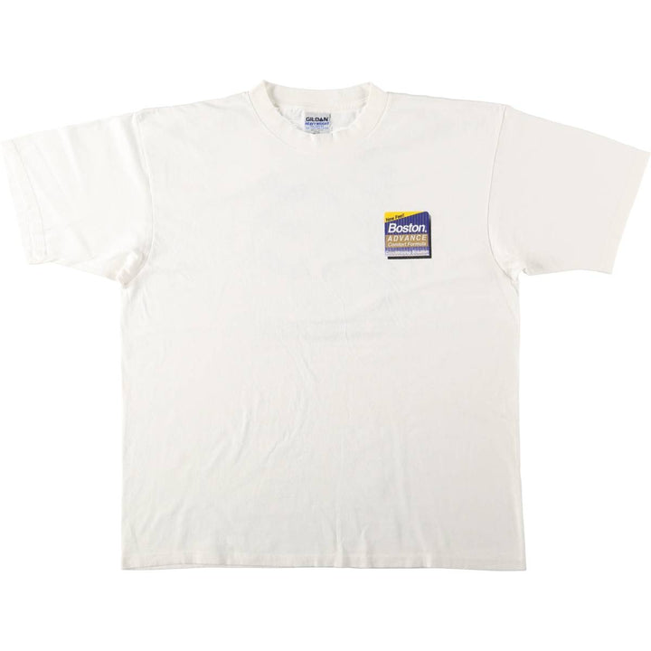 90'S Gildan Heavy Weight Boston Advance Advertising T-Shirt, Made in Canada, Men's XL equivalent, Vintage cotton white type Vintage Second Hand
