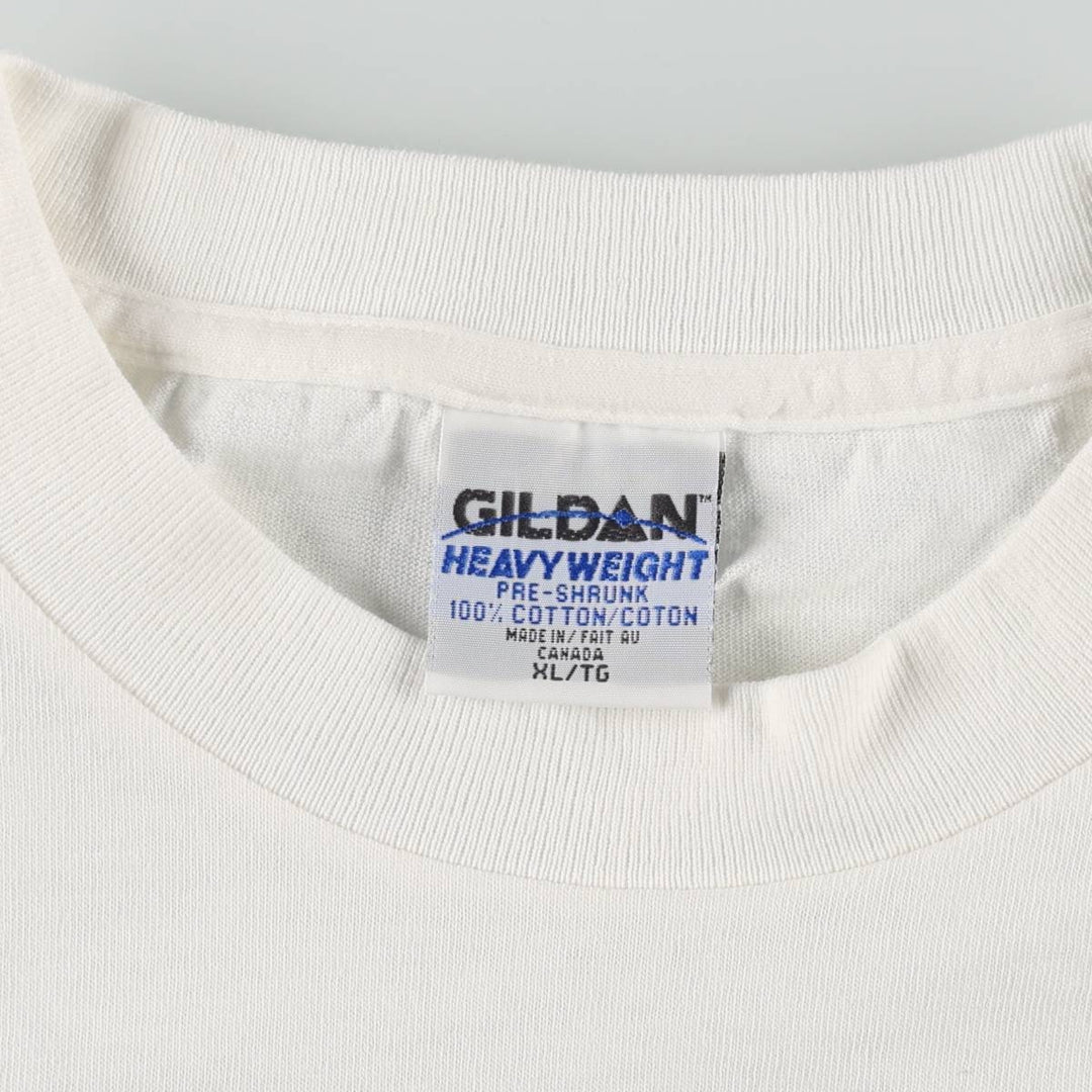 90'S Gildan Heavy Weight Boston Advance Advertising T-Shirt, Made in Canada, Men's XL equivalent, Vintage cotton white type Vintage Second Hand