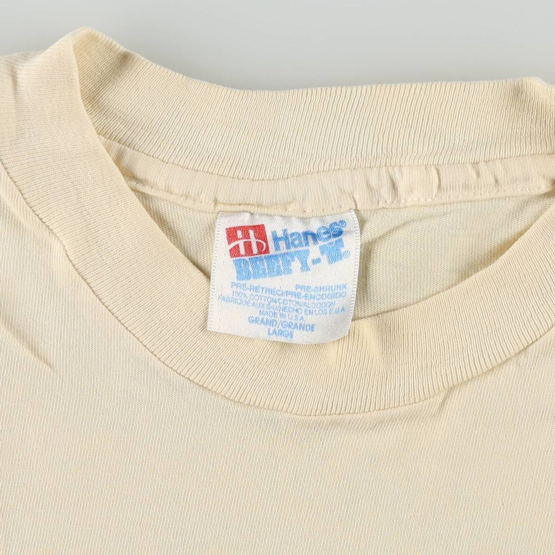 90'S Hanes BEEFY-T HOOTERS advertising t-shirt, made in USA, men's size L equivalent, vintage. cotton unbleached Vintage Second Hand
