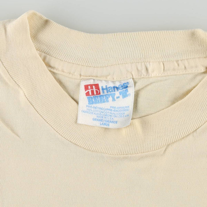 90'S Hanes BEEFY-T HOOTERS advertising t-shirt, made in USA, men's size L equivalent, vintage. cotton unbleached Vintage Second Hand