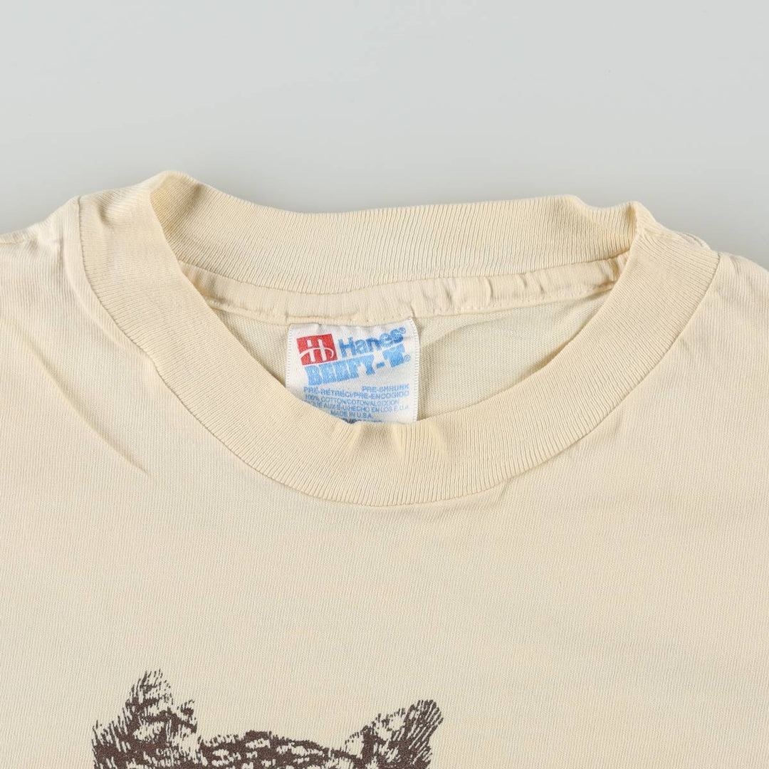 90'S Hanes BEEFY-T HOOTERS advertising t-shirt, made in USA, men's size L equivalent, vintage. cotton unbleached Vintage Second Hand