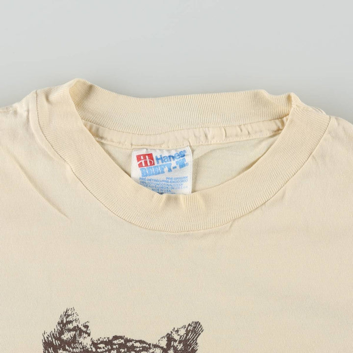 90'S Hanes BEEFY-T HOOTERS advertising t-shirt, made in USA, men's size L equivalent, vintage. cotton unbleached Vintage Second Hand