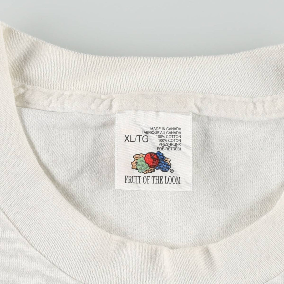 90'S Fruit of the Loom Advertising T-shirt, Made in Canada, Men's XL, Vintage cotton white type Vintage Second Hand