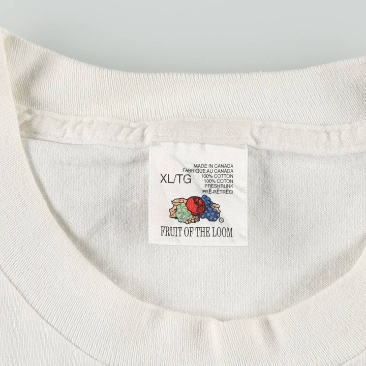 90'S Fruit of the Loom Advertising T-shirt, Made in Canada, Men's XL, Vintage cotton white type Vintage Second Hand