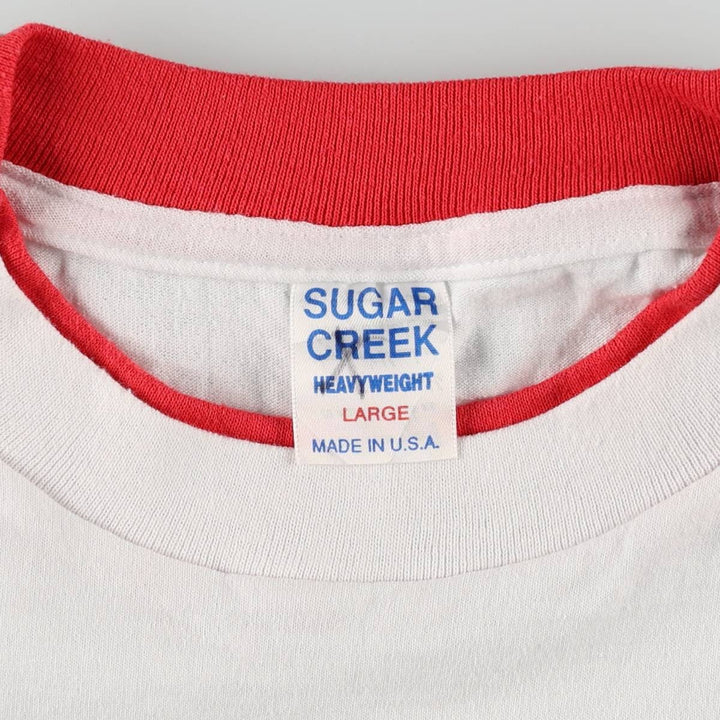90'S SUGAR CREEK HEAVYWEIGHT BUDWEISER Advertising T-Shirt, Made in USA, Men's Size L (Equivalent), Vintage unclear white type Vintage Second Hand