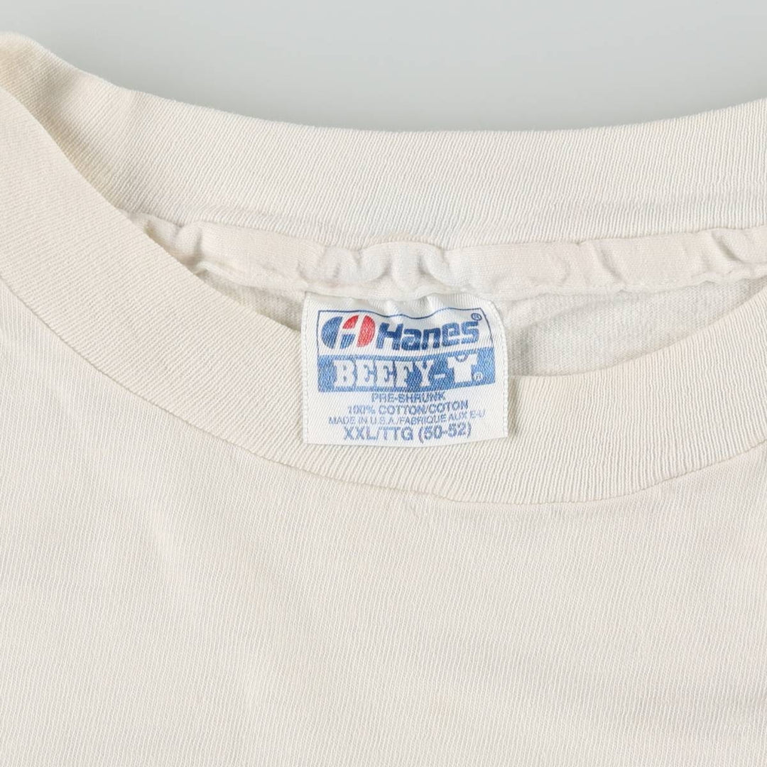 90'S Hanes BEEFY-T HOOTERS advertising t-shirt, made in USA, men's size XXL equivalent, vintage. cotton white type Vintage Second Hand