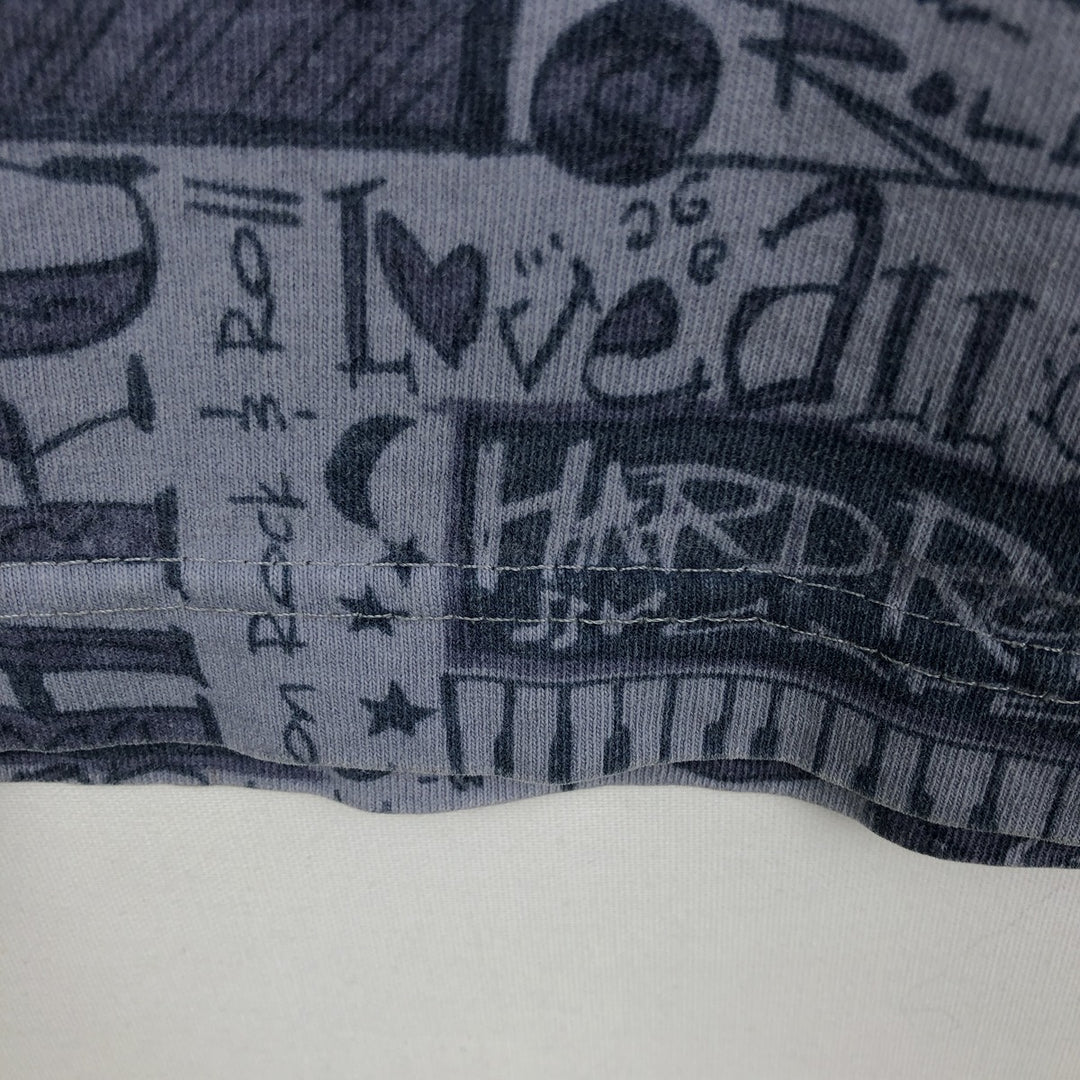 HARD ROCK CAFE all-over print advertising T-shirt, made in Canada, men's size XL equivalent. unclear Blue type light blue Vintage Second Hand