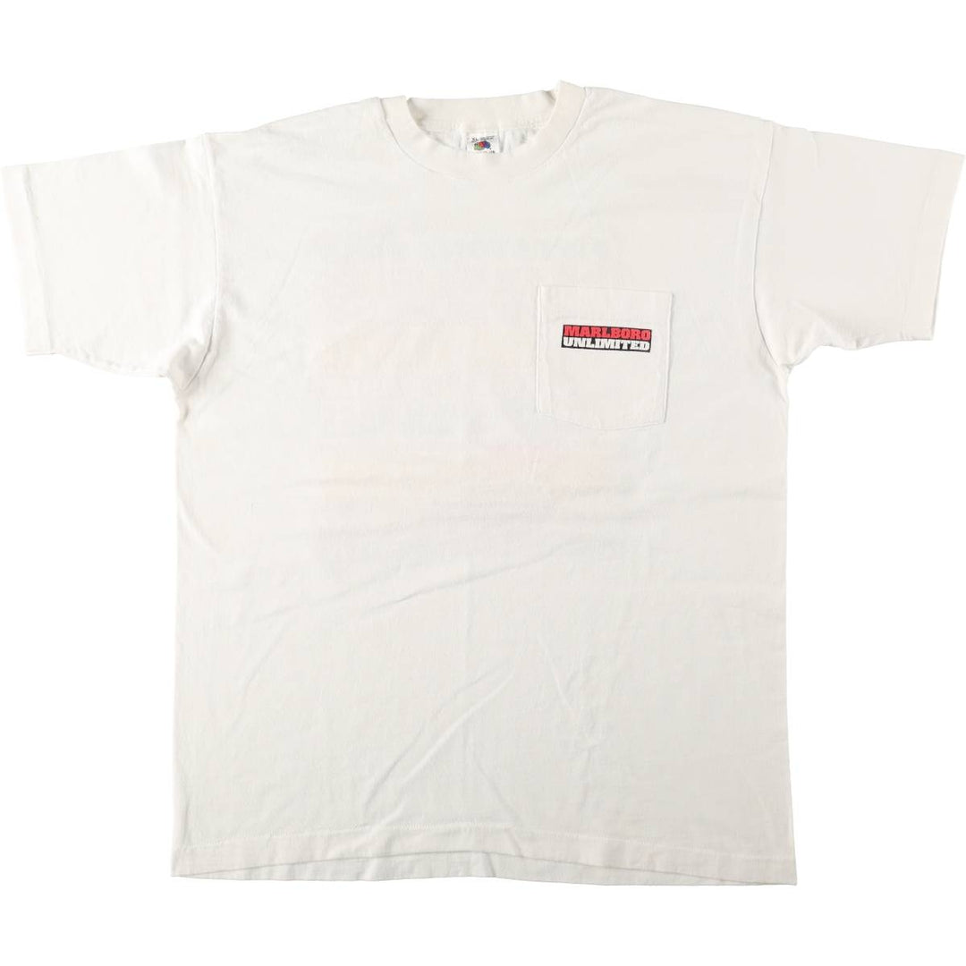 90'S Fruit of the Loom Marlboro Unlimited Advertising T-Shirt, Made in USA, Men's XL equivalent, Vintage cotton white type Vintage Second Hand