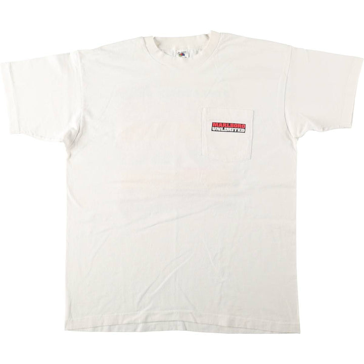 90'S Fruit of the Loom Marlboro Unlimited Advertising T-Shirt, Made in USA, Men's XL equivalent, Vintage cotton white type Vintage Second Hand