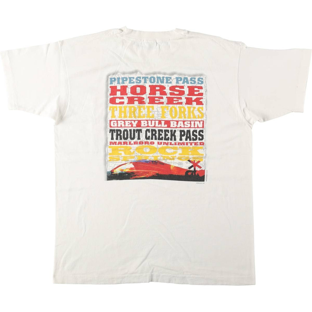 90'S Fruit of the Loom Marlboro Unlimited Advertising T-Shirt, Made in USA, Men's XL equivalent, Vintage cotton white type Vintage Second Hand