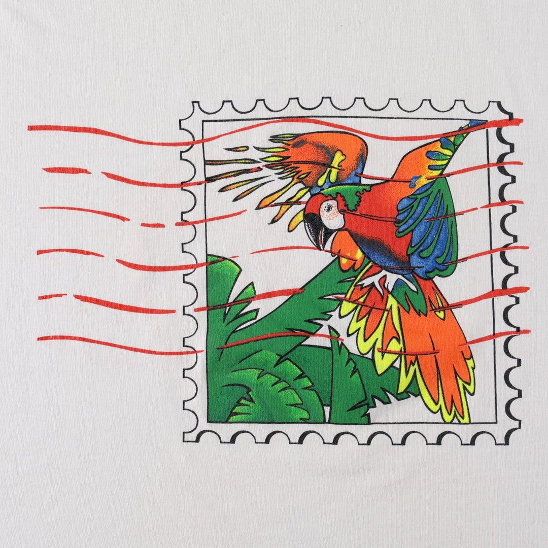 90'S Screen Stars Bird Print Animal T-Shirt, Made in USA, Men's XL (approx.), Vintage cotton white type Vintage Second Hand