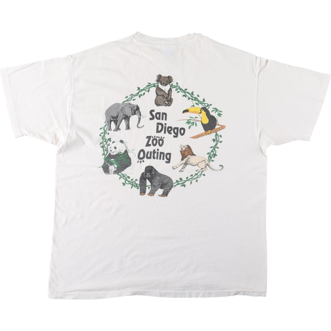 90'S Hanes BEEFY-T Animal T-Shirt, Made in USA, Men's XL equivalent, Vintage cotton white type Vintage Second Hand