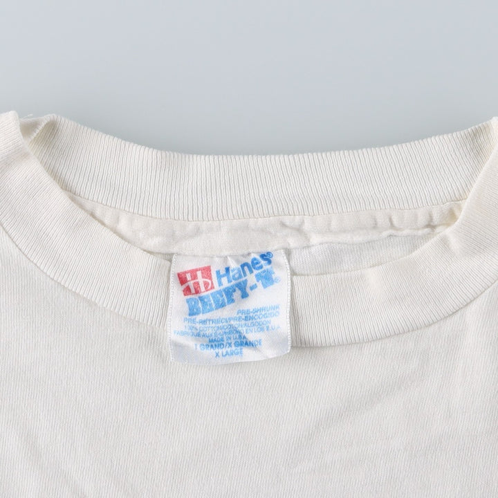 90'S Hanes BEEFY-T Animal T-Shirt, Made in USA, Men's XL equivalent, Vintage cotton white type Vintage Second Hand