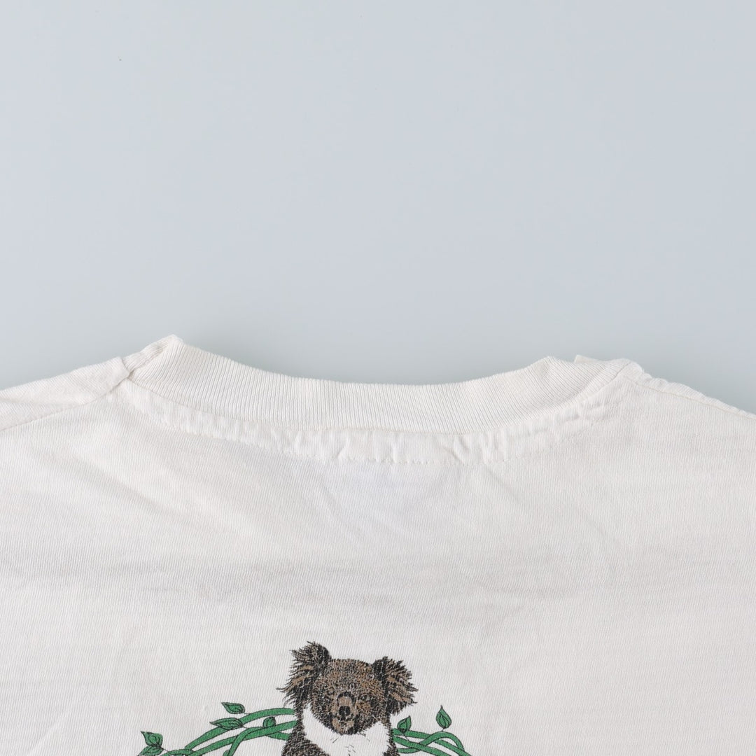 90'S Hanes BEEFY-T Animal T-Shirt, Made in USA, Men's XL equivalent, Vintage cotton white type Vintage Second Hand