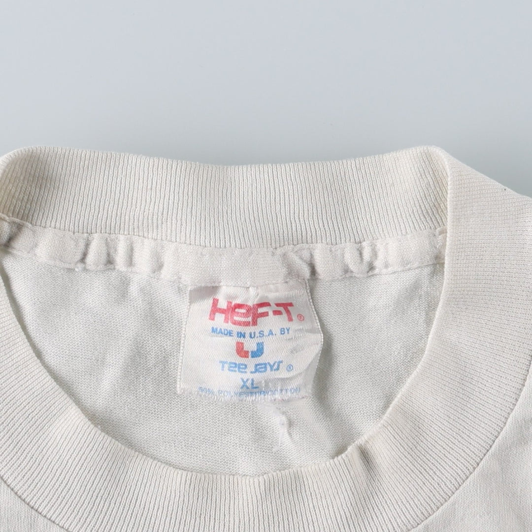 ~90'S Tee Jays Tiger Pattern Animal T-Shirt, Made in USA, Men's XL equivalent, Vintage polyester white type Vintage Second Hand