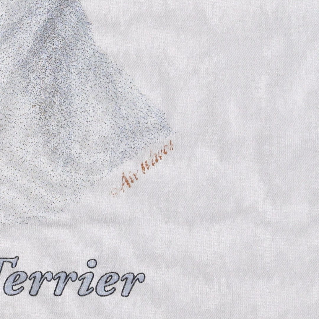 90'S Fruit of the Loom Jack Russell Terrier dog print animal t-shirt, made in USA, men's size M equivalent. cotton white type Vintage Second Hand