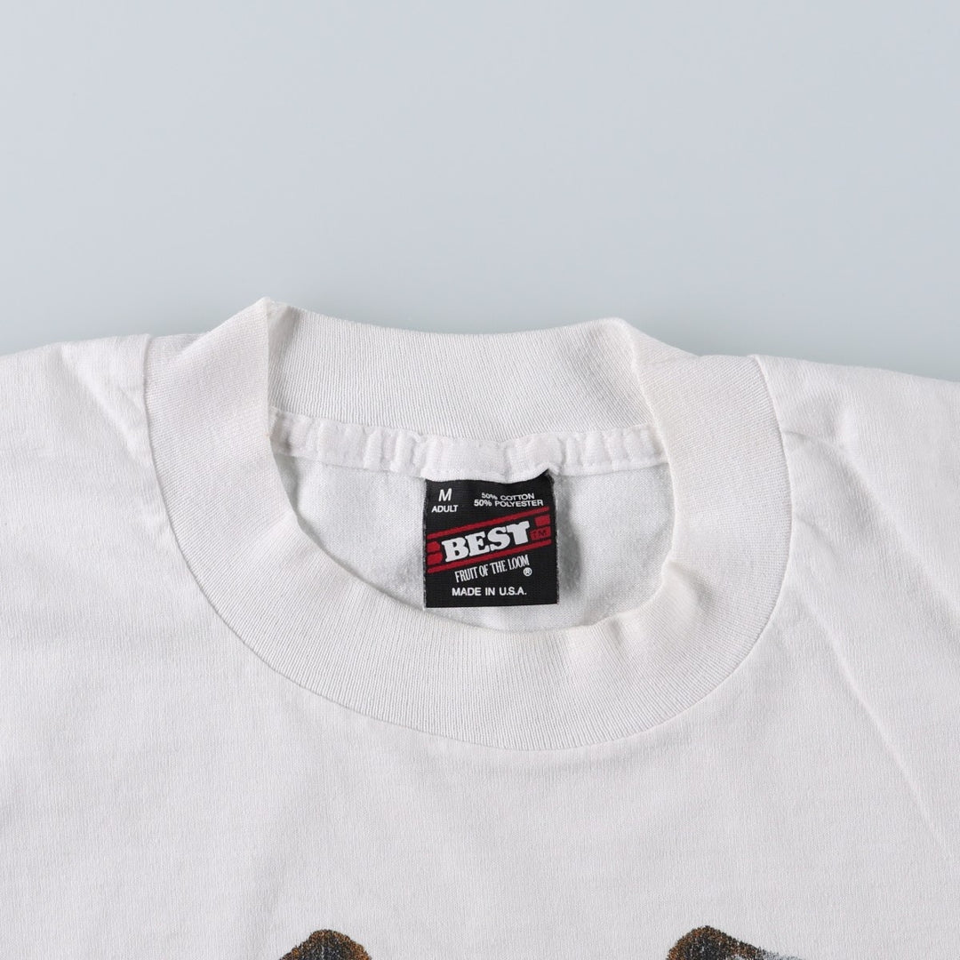 90'S Fruit of the Loom Jack Russell Terrier dog print animal t-shirt, made in USA, men's size M equivalent. cotton white type Vintage Second Hand