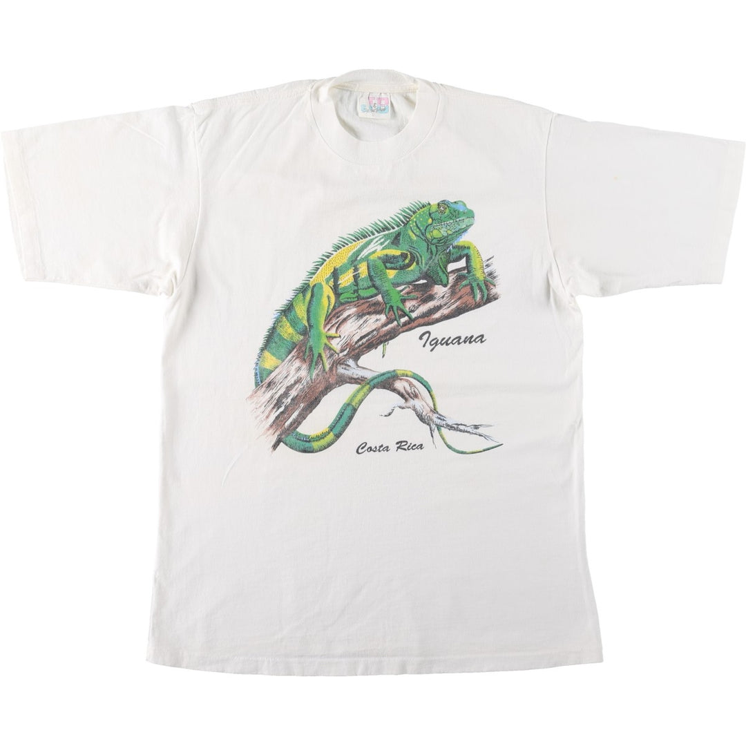 90'S J and B Lizard Pattern Animal T-Shirt, Men's Size L (Equivalent), Vintage unclear white type Vintage Second Hand