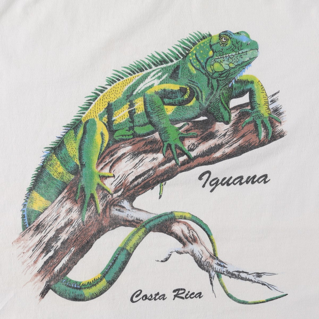 90'S J and B Lizard Pattern Animal T-Shirt, Men's Size L (Equivalent), Vintage unclear white type Vintage Second Hand