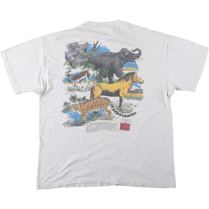 90'S Hanes BEEFY-T Animal T-Shirt, Made in USA, Men's XL equivalent, Vintage cotton gray type Vintage Second Hand