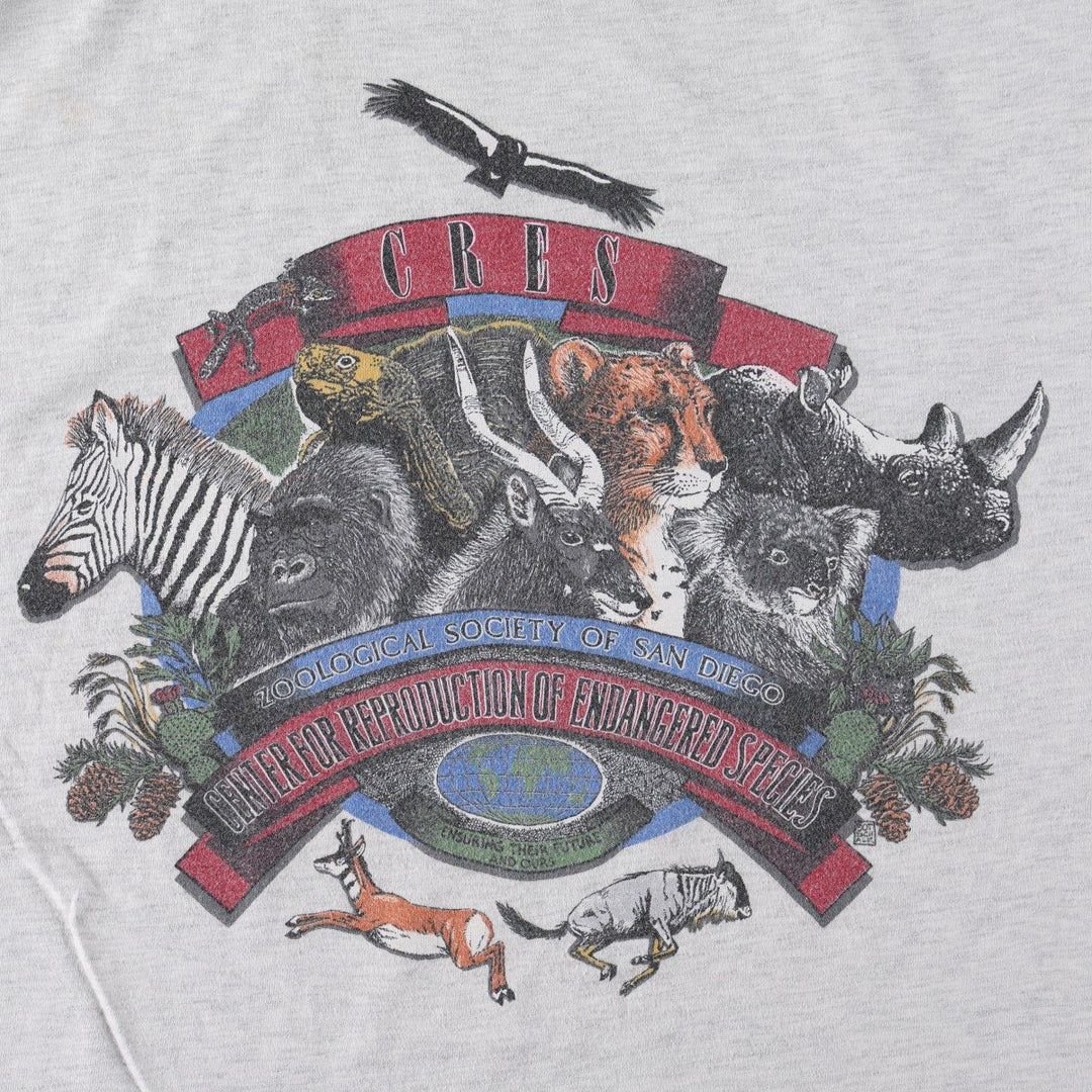 90'S Hanes BEEFY-T Animal T-Shirt, Made in USA, Men's XL equivalent, Vintage cotton gray type Vintage Second Hand