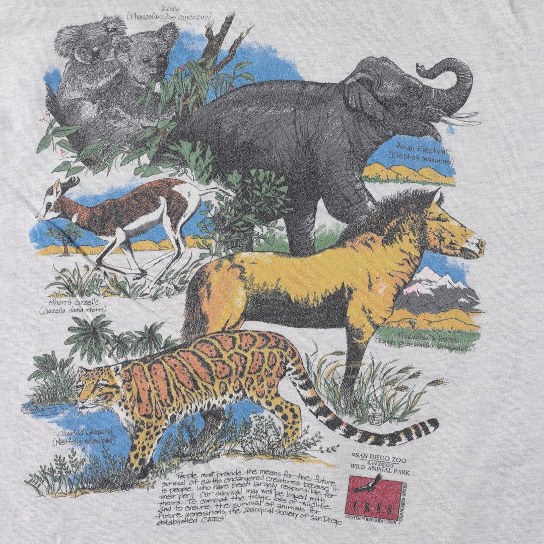 90'S Hanes BEEFY-T Animal T-Shirt, Made in USA, Men's XL equivalent, Vintage cotton gray type Vintage Second Hand