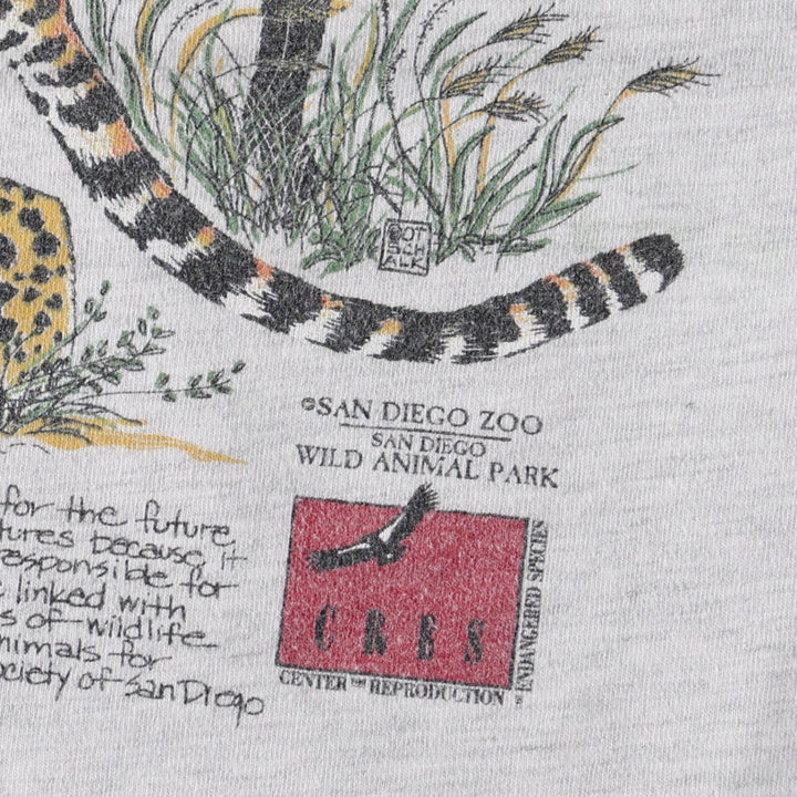 90'S Hanes BEEFY-T Animal T-Shirt, Made in USA, Men's XL equivalent, Vintage cotton gray type Vintage Second Hand