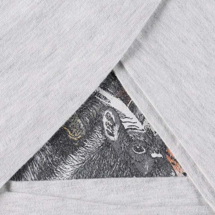 90'S Hanes BEEFY-T Animal T-Shirt, Made in USA, Men's XL equivalent, Vintage cotton gray type Vintage Second Hand