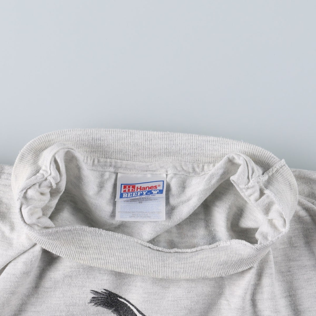 90'S Hanes BEEFY-T Animal T-Shirt, Made in USA, Men's XL equivalent, Vintage cotton gray type Vintage Second Hand