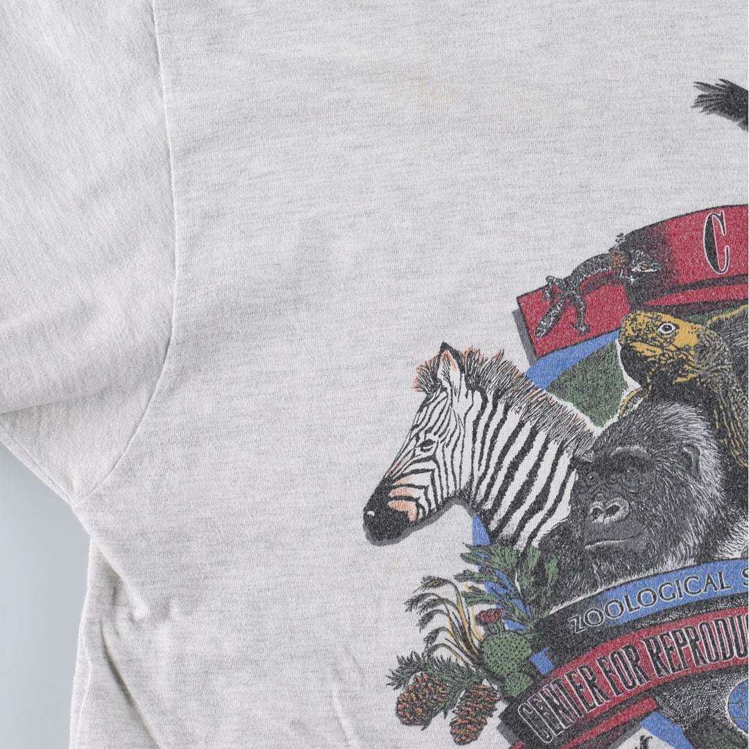 90'S Hanes BEEFY-T Animal T-Shirt, Made in USA, Men's XL equivalent, Vintage cotton gray type Vintage Second Hand