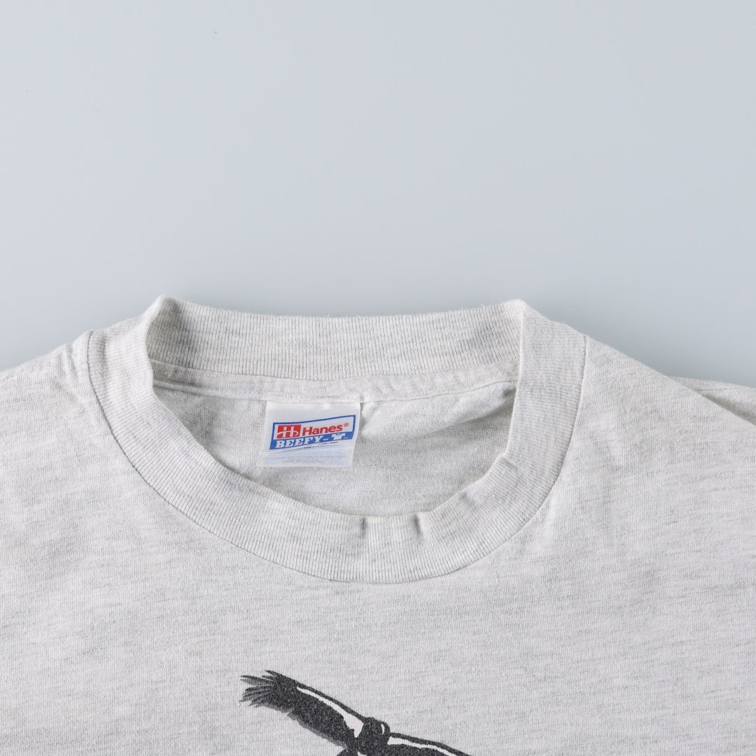 90'S Hanes BEEFY-T Animal T-Shirt, Made in USA, Men's XL equivalent, Vintage cotton gray type Vintage Second Hand