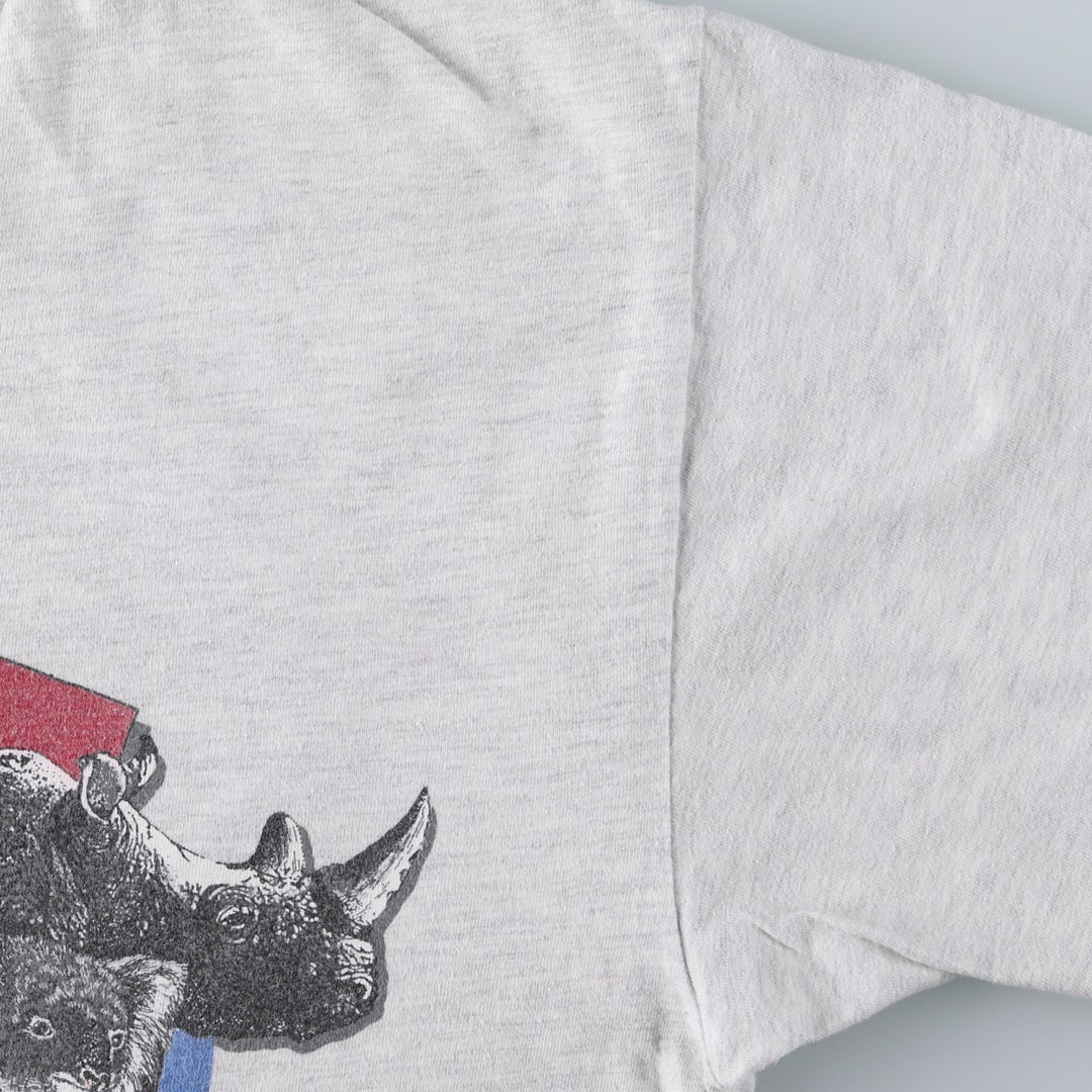 90'S Hanes BEEFY-T Animal T-Shirt, Made in USA, Men's XL equivalent, Vintage cotton gray type Vintage Second Hand