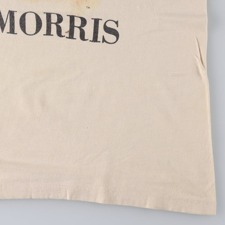 90'S MORRIS Cat Pattern Animal T-Shirt, Men's Size S (Equivalent), Vintage unclear Beige type Vintage Second Hand