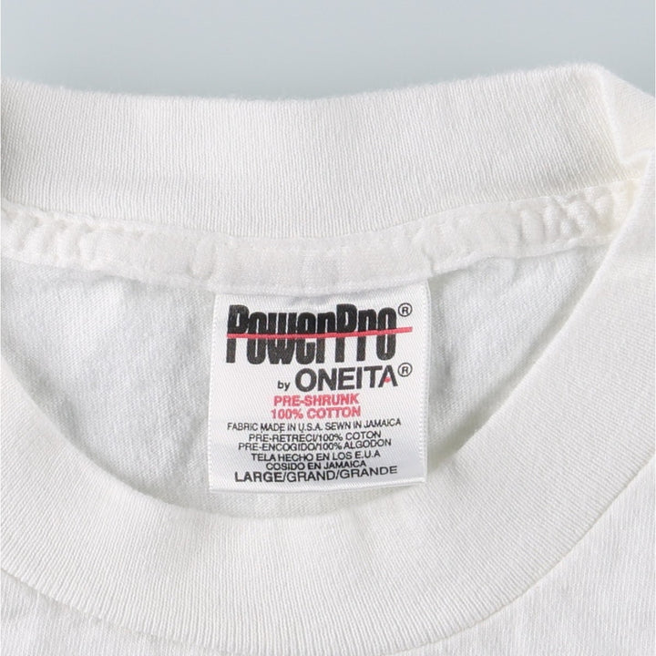 ONEITA Power PRO Dog Print Animal T-Shirt, Made in USA, Men's Size L (Equivalent), Vintage cotton white type Vintage Second Hand