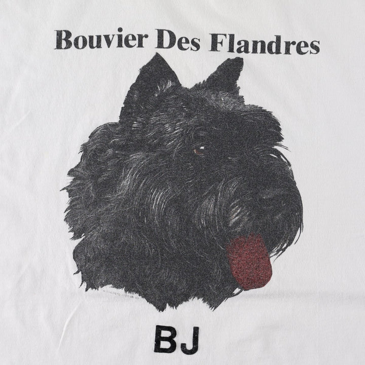 90'S All Sport BOUVIER DES FLANDRES Dog Print Animal T-Shirt, Made in USA, Men's XL equivalent, Vintage cotton white type Vintage Second Hand