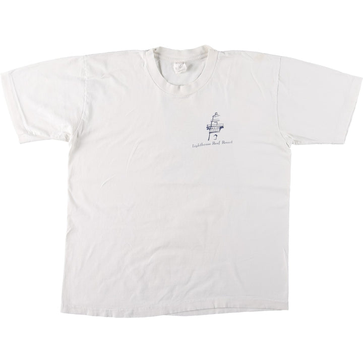 90'S Advance Tees Lighthouse Reef Resort Fish Print Animal T-Shirt, Men's XL (approx.), Vintage cotton white type Vintage Second Hand