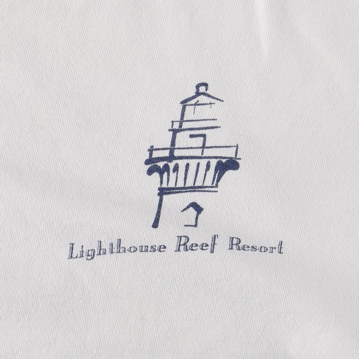 90'S Advance Tees Lighthouse Reef Resort Fish Print Animal T-Shirt, Men's XL (approx.), Vintage cotton white type Vintage Second Hand