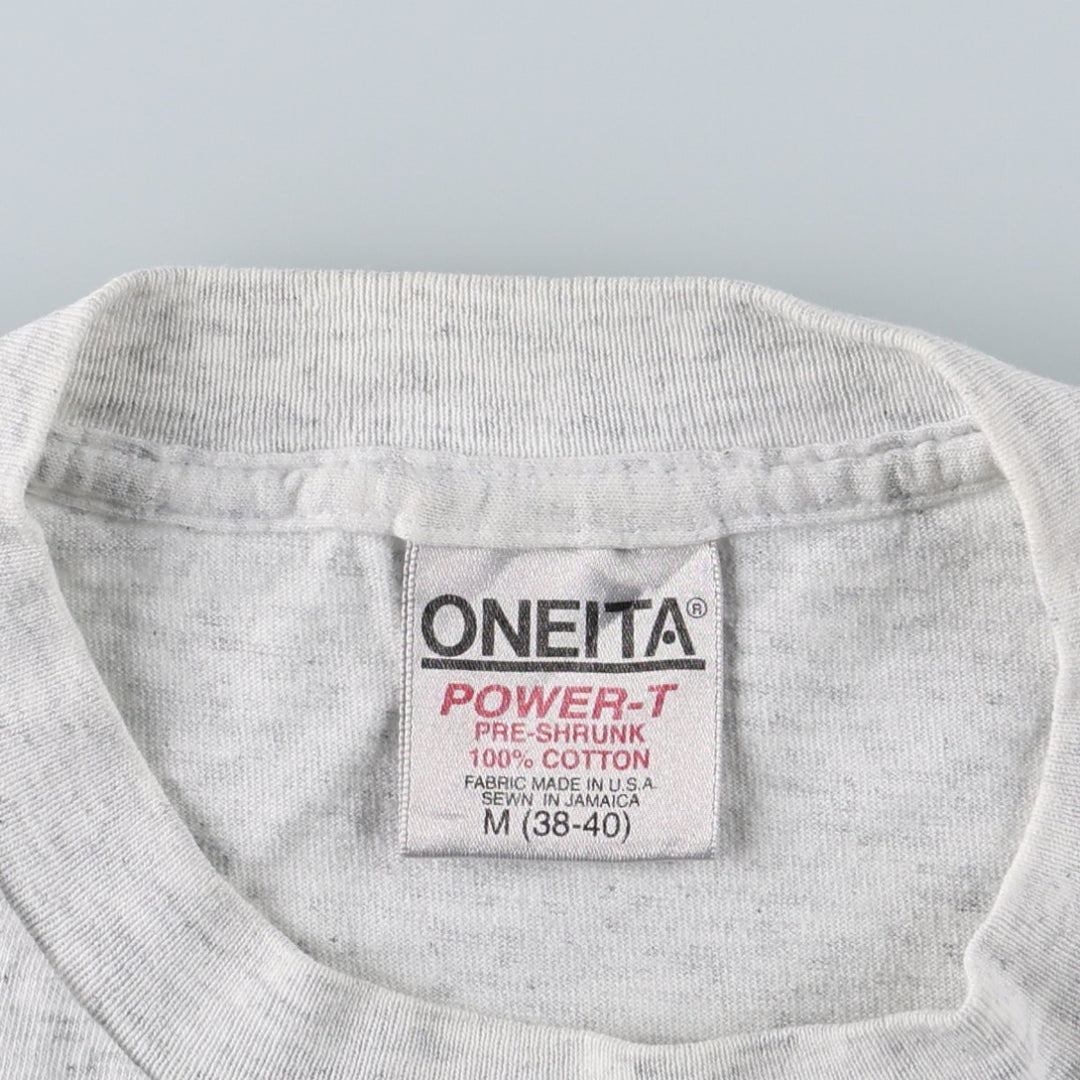 90'S ONEITA Animal Pattern Giraffe Pattern Animal T-Shirt Made in USA Men's Size M (approx.) cotton gray type Vintage Second Hand