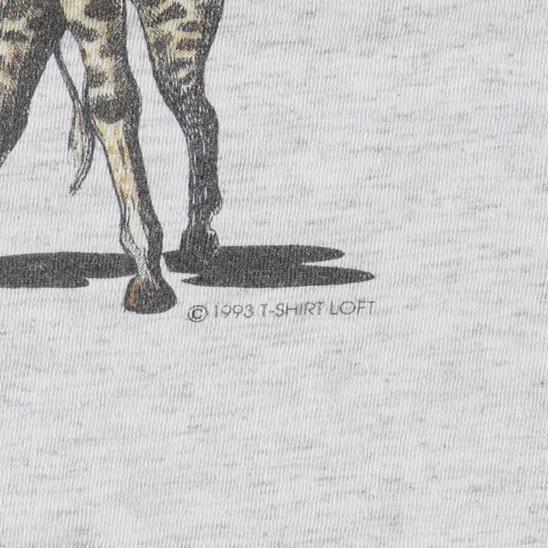 90'S ONEITA Animal Pattern Giraffe Pattern Animal T-Shirt Made in USA Men's Size M (approx.) cotton gray type Vintage Second Hand