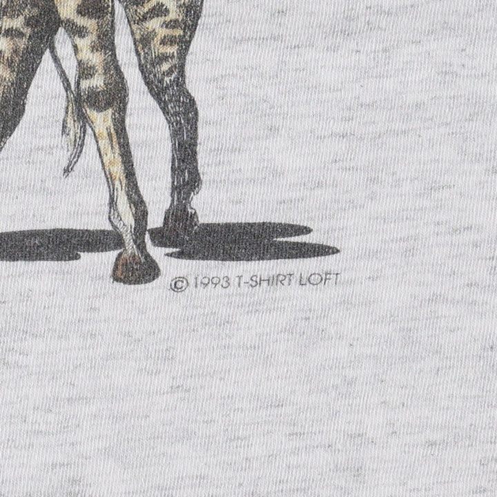 90'S ONEITA Animal Pattern Giraffe Pattern Animal T-Shirt Made in USA Men's Size M (approx.) cotton gray type Vintage Second Hand