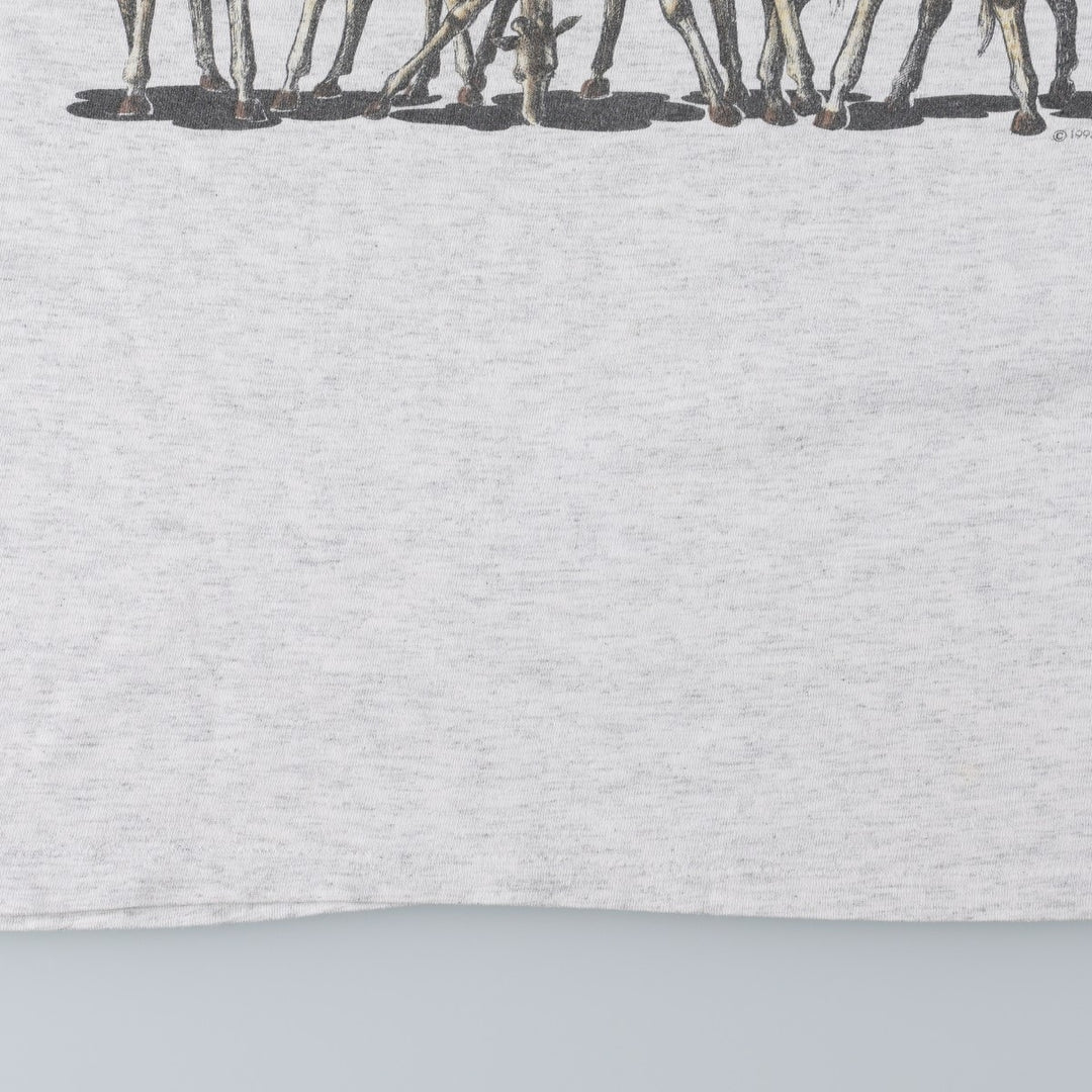 90'S ONEITA Animal Pattern Giraffe Pattern Animal T-Shirt Made in USA Men's Size M (approx.) cotton gray type Vintage Second Hand