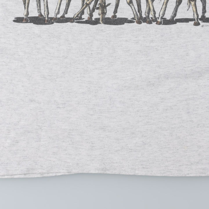 90'S ONEITA Animal Pattern Giraffe Pattern Animal T-Shirt Made in USA Men's Size M (approx.) cotton gray type Vintage Second Hand