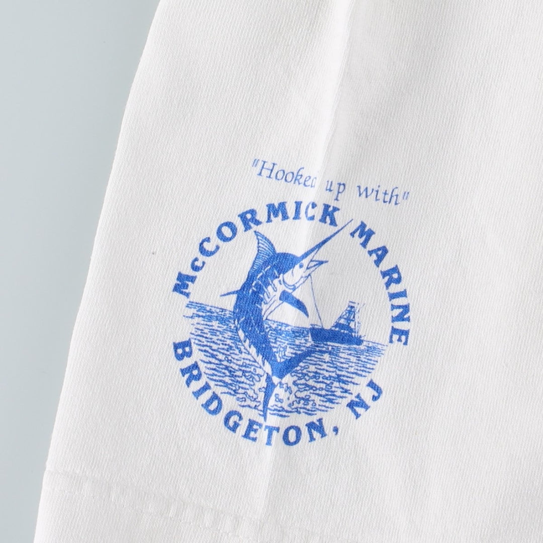 2000'S Guy Harvey fish print animal t-shirt, made in USA, men's size L equivalent. cotton white type Vintage Second Hand